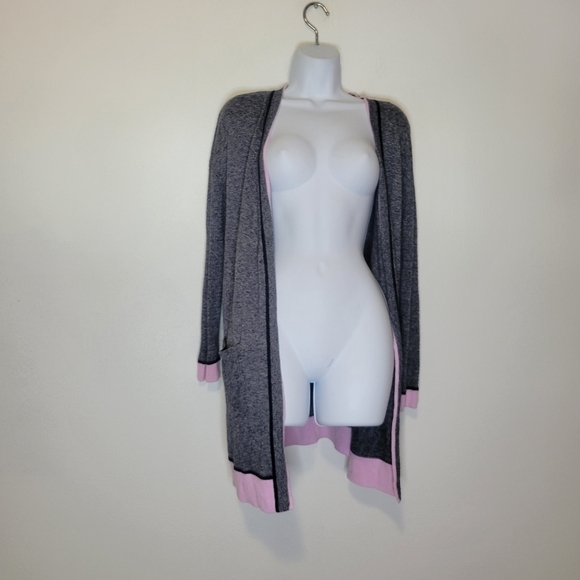 T By talbots size Mp navy/pink long ling open front cardigan - Picture 1 of 6